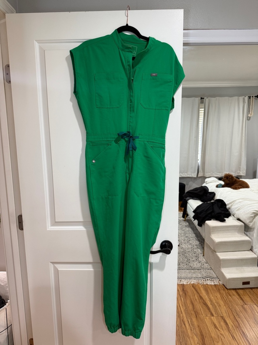 Figs Emerald Green Sleeveless Utility Jumpsuit